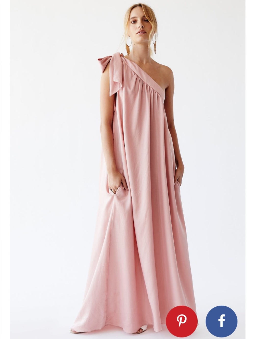 Free people Soa pink satin one maxi shoulder dress sz M